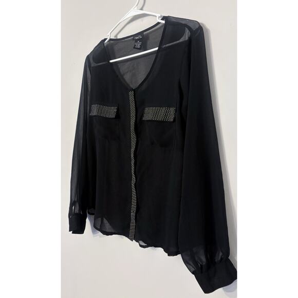 Women's Button-Down Long Sleeve Blouse All Seasons Collection Size M Black - Picture 3 of 6